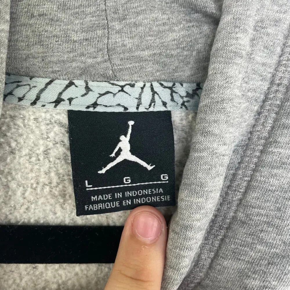 Jordan gray hoodie pullover sweatshirt size Large *flawed distressed